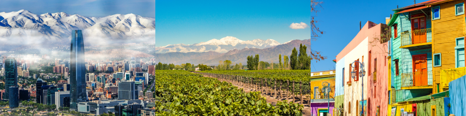 Photos of Santiago, Mendoza, and Buenos Aires