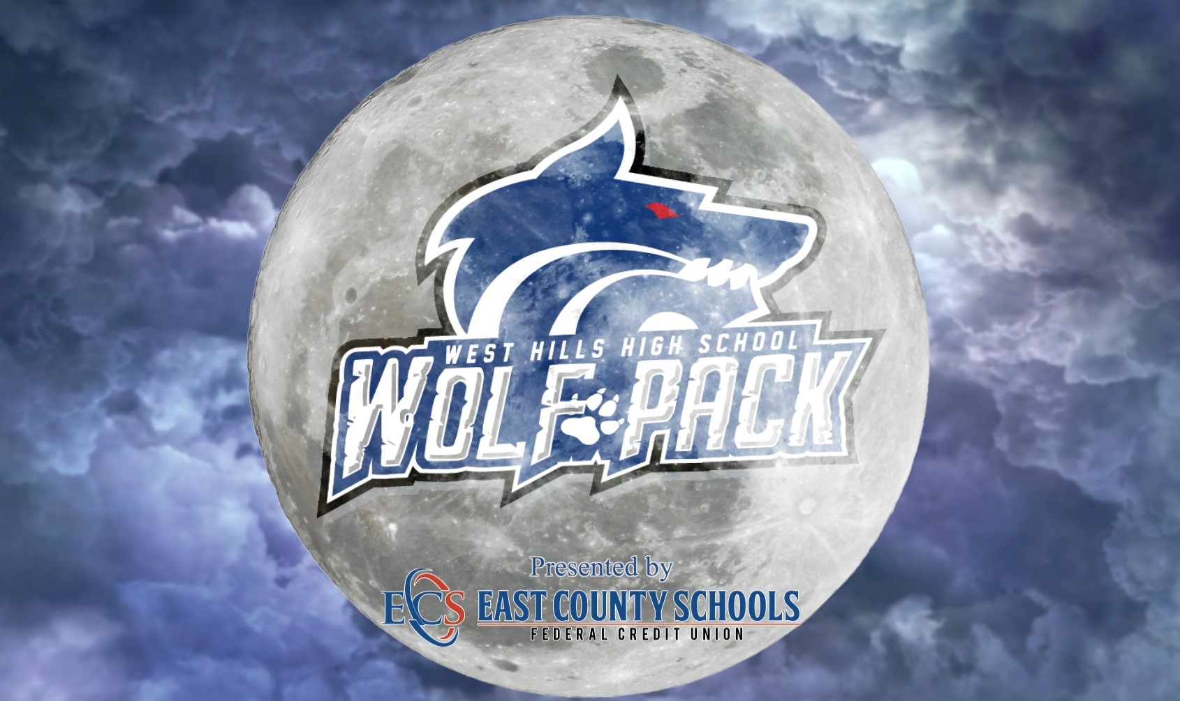 2023 WHHS video spotlight thumbnail Wolf Pack logo and ECSFCU sponsorship image